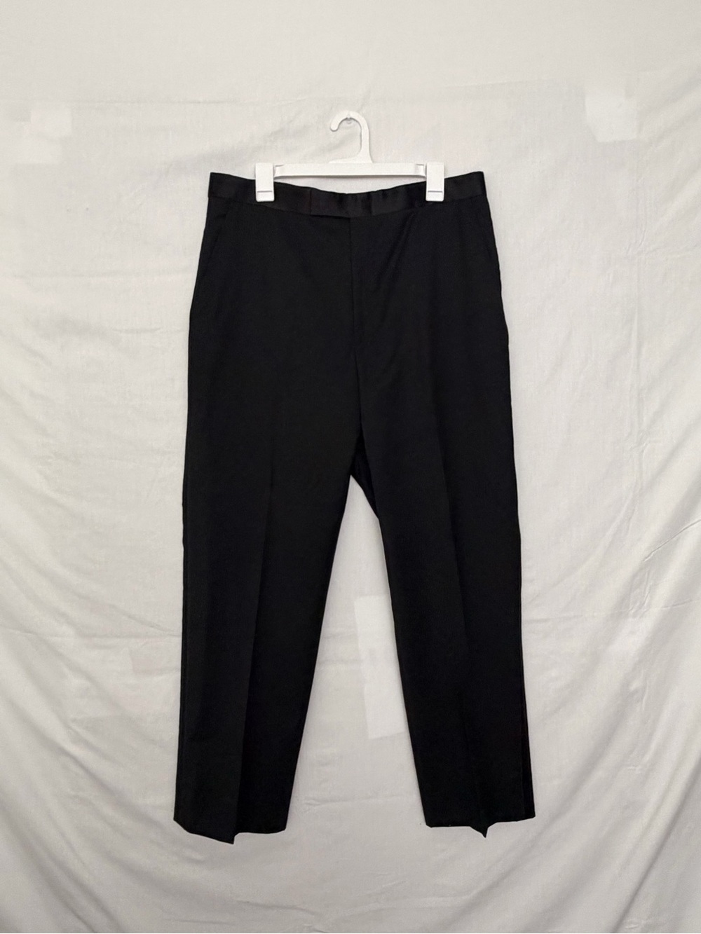 Jones New York Mens 36R Black 100% Wool Tuxedo Dress Pants Suspender(A963)